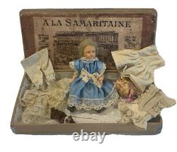 Antique A La Samaritaine French Bisque doll in original Presentation Box & Acc