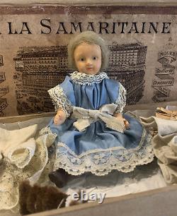 Antique A La Samaritaine French Bisque doll in original Presentation Box & Acc