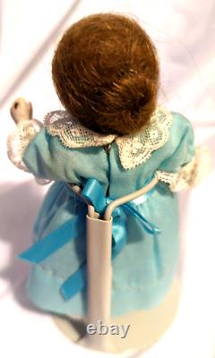 Antique All Bisque Doll 2120 5 White Lace Blue Dress Hand painted 5.75