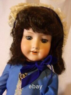 Antique Armand Marseille 390 A5M Porcelain Doll 21 Brunette Blue Eyes Lovely