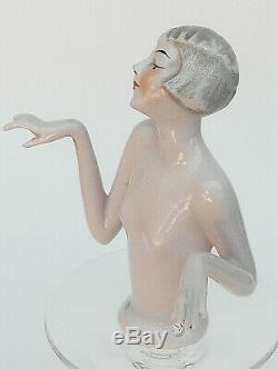 Antique Art Deco Porcelain Pretty Lady Fancy Hair Style Pin Cushion Half Doll