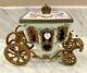 Antique Austrian Ornate Brass Porcelain Enamel Romantic Miniature Carriage