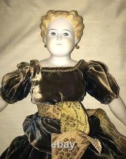 Antique Bisque/China Parian Doll Fabric Body, Painted Eyes Germany 17