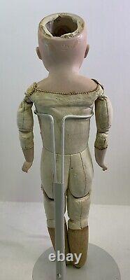 Antique Bisque Doll Kestner 6. Shoulder-head 16 Open Mouth Labeled Leather Body