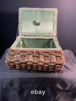 Antique Bisque Doll Set Japan Baby Dolls Wicker Trunk Display Lot