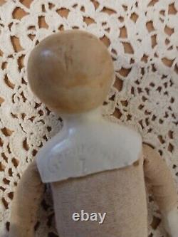 Antique Bisque Porcelain China Head Doll Sawdust Body Hand Sewn Made in Germany