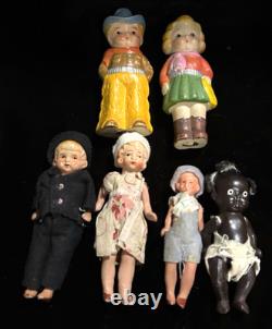 Antique Bisque/porcelain Miniature dolls lot of 6