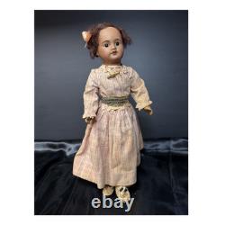 Antique Black Bisque Doll 12 Glass Eyes UNIS France Mold 60 Composition Body