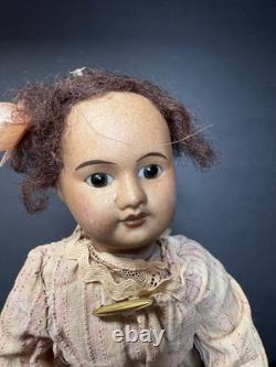 Antique Black Bisque Doll 12 Glass Eyes UNIS France Mold 60 Composition Body