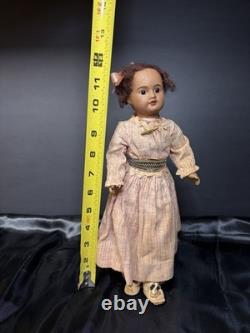 Antique Black Bisque Doll 12 Glass Eyes UNIS France Mold 60 Composition Body
