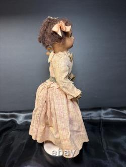 Antique Black Bisque Doll 12 Glass Eyes UNIS France Mold 60 Composition Body