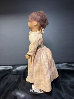 Antique Black Bisque Doll 12 Glass Eyes UNIS France Mold 60 Composition Body