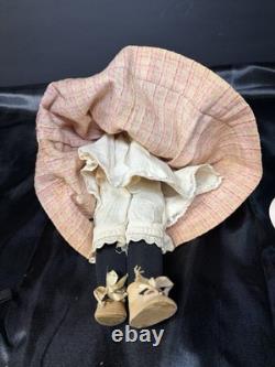 Antique Black Bisque Doll 12 Glass Eyes UNIS France Mold 60 Composition Body