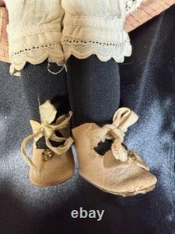 Antique Black Bisque Doll 12 Glass Eyes UNIS France Mold 60 Composition Body