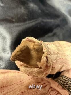 Antique Black Bisque Doll 12 Glass Eyes UNIS France Mold 60 Composition Body