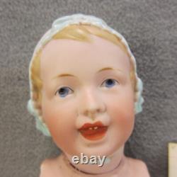 Antique Bonnet Head Character Smiling Open Mouth Teeth Baby Compo Body 11 READ