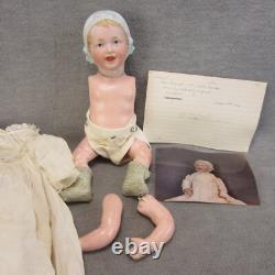 Antique Bonnet Head Character Smiling Open Mouth Teeth Baby Compo Body 11 READ