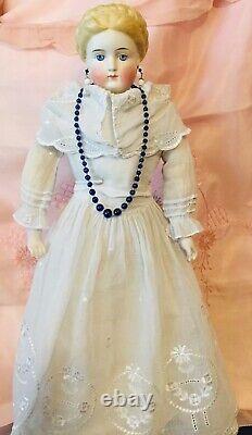 Antique C 1870 19 All Original Fancy Hairstyle Parian China Doll