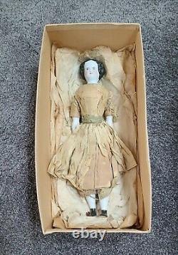 Antique China Doll German Civil War Era High Brow Original Outfit Dress 10.5