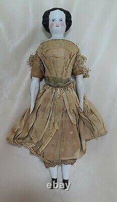 Antique China Doll German Civil War Era High Brow Original Outfit Dress 10.5