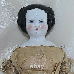 Antique China Doll German Civil War Era High Brow Original Outfit Dress 10.5