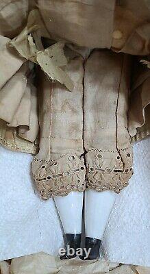 Antique China Doll German Civil War Era High Brow Original Outfit Dress 10.5