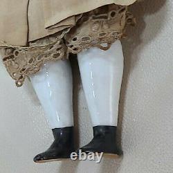 Antique China Doll German Civil War Era High Brow Original Outfit Dress 10.5