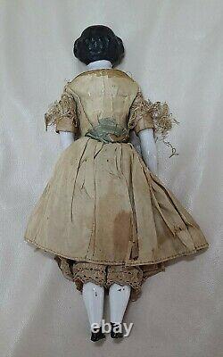 Antique China Doll German Civil War Era High Brow Original Outfit Dress 10.5