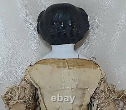 Antique China Doll German Civil War Era High Brow Original Outfit Dress 10.5