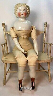 Antique China Doll German Large 22.5 Blonde 1880s w Ruth McClanahan Cloth Body