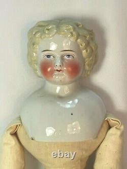 Antique China Doll German Large 22.5 Blonde 1880s w Ruth McClanahan Cloth Body