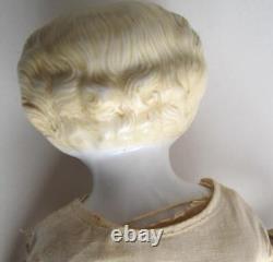 Antique China Head Doll High Brow Blonde Blue Eyes Original body 19 in German