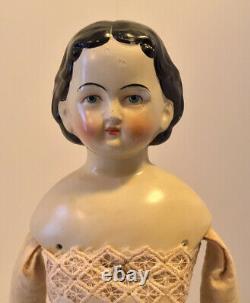 Antique China Head Doll Kister Greiner Unusual Black Hair Beautiful Rare 16