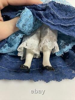 Antique China Head Lot Brow Doll With Antique Dress Rare Figurine Vintage 9