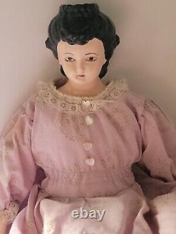 Antique China Head Porcelain Chestplate to Head Legs & Hands Hair Pulled to Bun