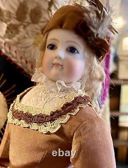 Antique French 17 Poupee Peau Jumeau WithKid Over Wood Body, Bisque Arms Fashion