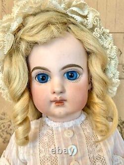 Antique French Emile Jumeau Depose Doll E5J Bisque Doll Blue Eyes Mohair Wig EJ