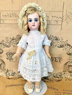 Antique French Emile Jumeau Depose Doll E5J Bisque Doll Blue Eyes Mohair Wig EJ