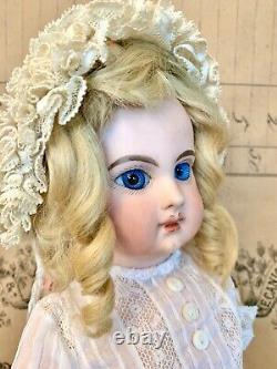 Antique French Emile Jumeau Depose Doll E5J Bisque Doll Blue Eyes Mohair Wig EJ