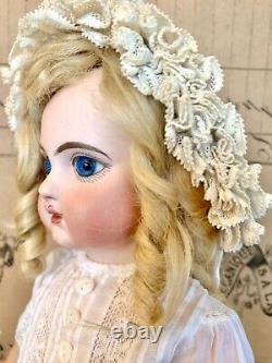 Antique French Emile Jumeau Depose Doll E5J Bisque Doll Blue Eyes Mohair Wig EJ