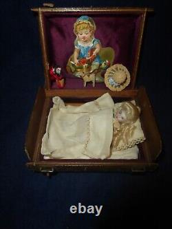 Antique French Mignonette 3.5 Doll House WithTravel Case Bed