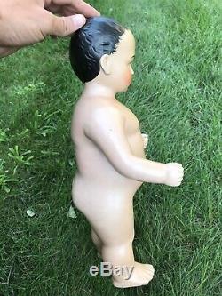 Antique Frozen Charlotte Charlie Doll LARGE 16 Chubby Boy Porcelain Germany