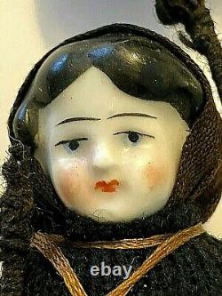 Antique Frozen Charlotte Porcelain China Doll Dressed Chimney Sweep 5 Rare VTG