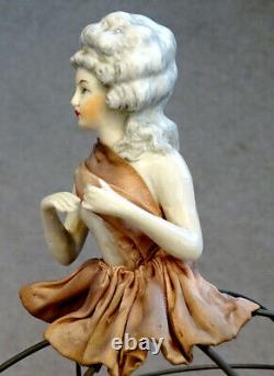 Antique GERMAN Porcelain Bisque HALF-DOLL for LAMP or PIN CUSHION Germany