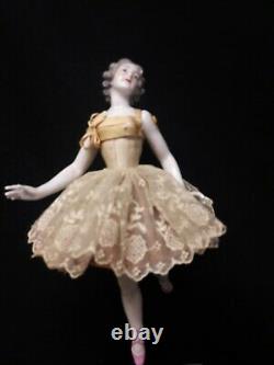 Antique Galluba and Hoffman Glazed Porcelain Ballerina Doll with Movable Arms, B