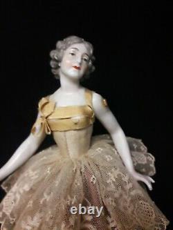 Antique Galluba and Hoffman Glazed Porcelain Ballerina Doll with Movable Arms, B