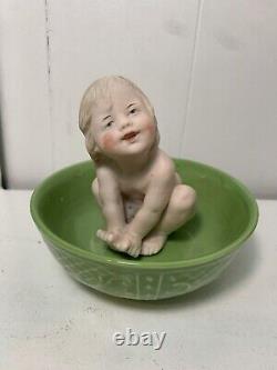 Antique Gebruder Heubach German Bisque girl Child Piano Baby Doll bathing