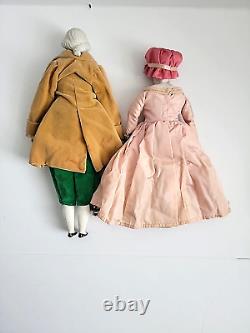 Antique George & Martha Washington Porcelain Dolls 16 13