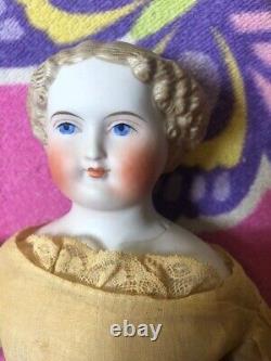 Antique German 13 Parian Lady Doll-Molded Blond Hair