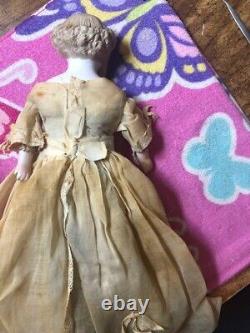 Antique German 13 Parian Lady Doll-Molded Blond Hair
